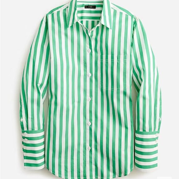 J. Crew Tops - JCrew green and white long sleeve cotton button down
Size 8